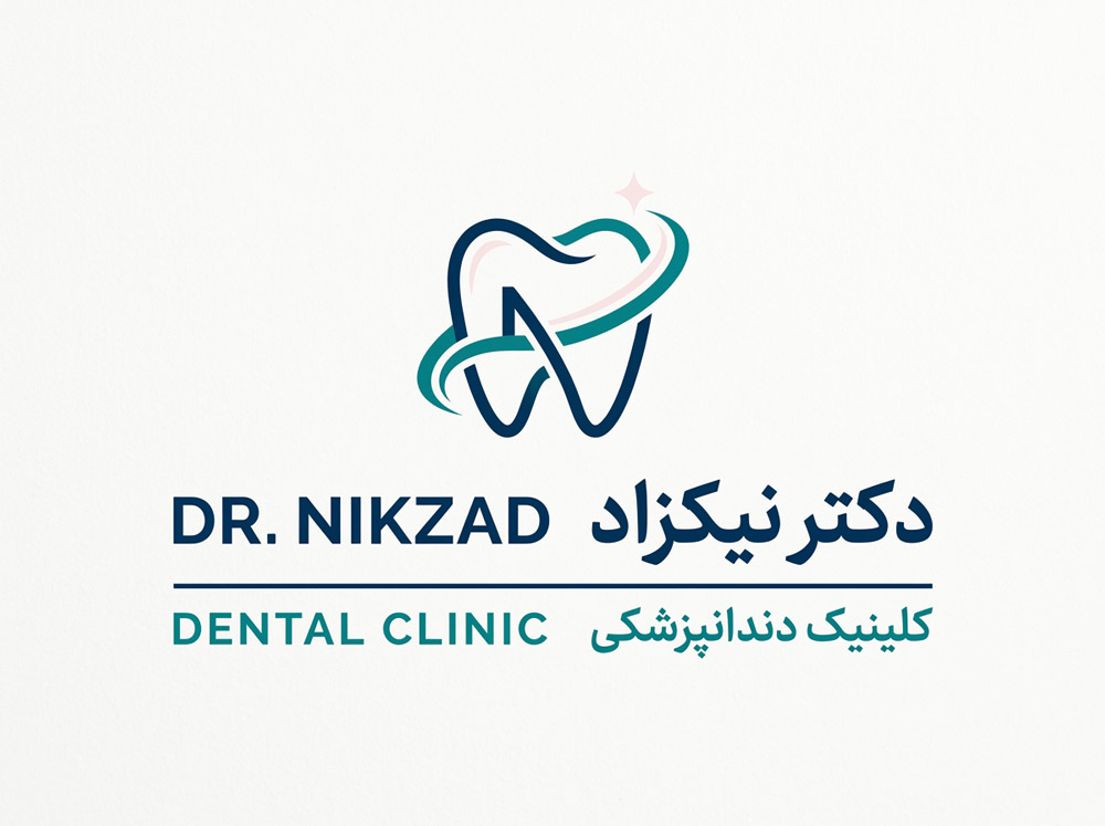 تصاویر داخل متن: طراحی لوگوی کلینیک دکتر نیکزاد با نماد دندان و حرف N در پروژه طراحی سایت دندان پزشکی توسط نتانیک