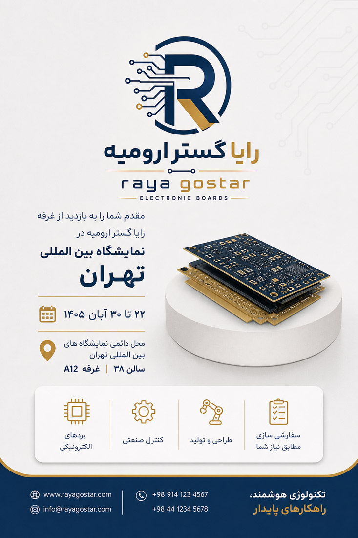 نمای صفحه اصلی وب‌سایت و ست اداری کامل در پروژه طراحی سایت بردهای الکترونیکی رایا گستر ارومیه توسط نتانیک